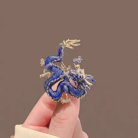Broche Dragon Chinois Alliage Émail Vintage Animal Épinglette Accessoires De Costume Pour Hommes Femmes Bijoux