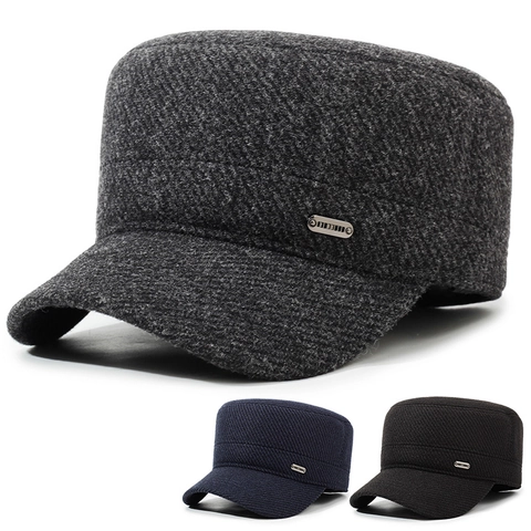 Berretto Militare Invernale Da Uomo In Lana Caldo Con Paraorecchie Antivento Cappello Cadet Regolabile Foderato In Pile