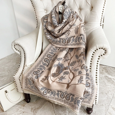 Retro Winter Schal Stola Kaschmir-Imitat Paisley Muster Warm Fransen Böhmisch Ethnisch Damen
