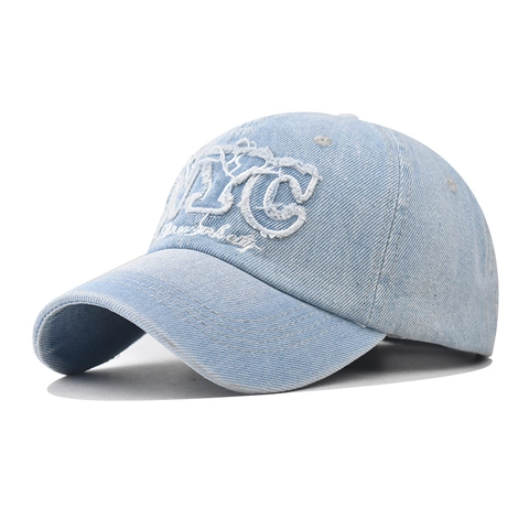 Cappello Da Baseball In Denim Lavato Retro Ricamo Lettere NYC Regolabile Cappello Da Sole In Cotone Uomo Donna