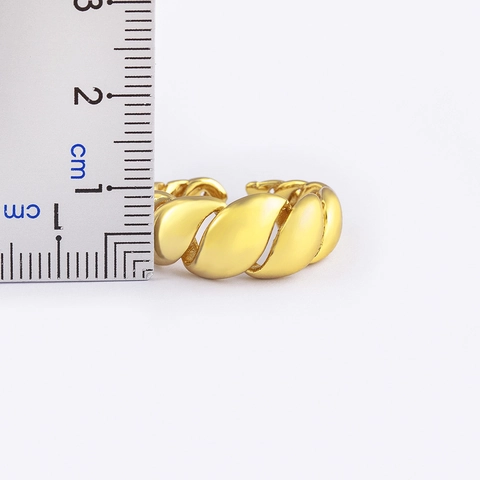 18K Vergoldet Kupfer Verdreht Offener Ring Mit Zirkonia Minimalistischer Einstellbarer Irregulärer Geometrischer Ring Damen