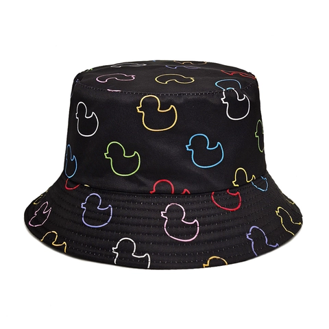 Chapeau Bob Imprimé Canard Coloré Polyester Protection Solaire Style Vintage Extérieur Mode Pour Femmes