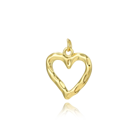 Heart Pendant Copper 18K Gold Plated Hammered Texture DIY Jewelry Making Finding Vintage Style Accessory For Women