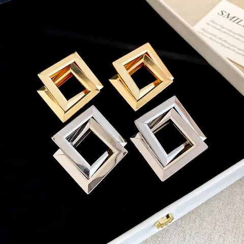 Geometrische Ohrstecker Doppelschichtige Raute Legierung Mit 925 Sterling Silber Ohrstift Moderner Statement Schmuck