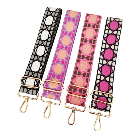 Tracolla Larga Regolabile in Jacquard Trama Geometrica Cannage Sostituzione per Borse a Mano e Tracolle Accessori Donna