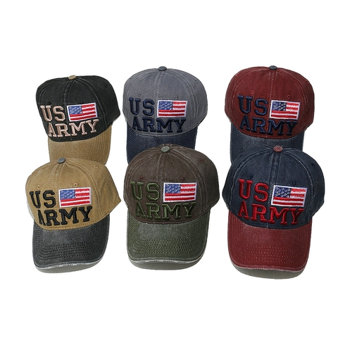 Berretto Da Baseball US ARMY Cotone Lavato Ricamato Bandiera Americana Stile Militare Retro Cappello Da Sole Regolabile Uomo