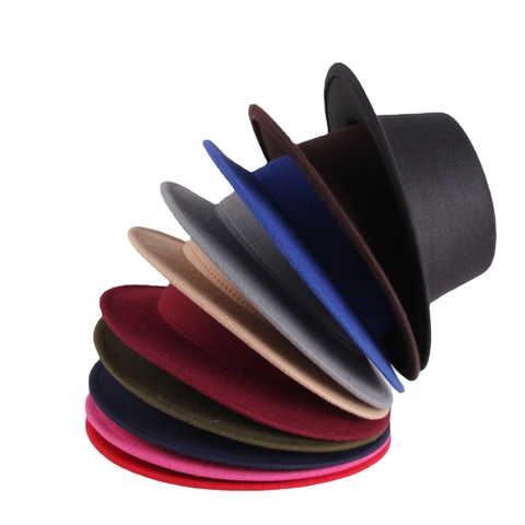 Vintage Boater Hat Wollen Vilt Ronde Bovenkant Platte Rand Jazz Fedora Voor Heren Dames Herfst Winter Warm Mode Effen