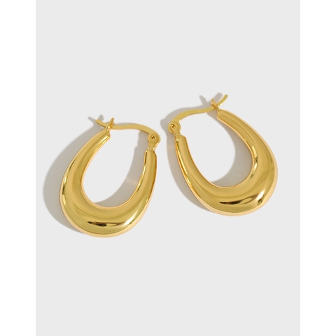 Boucles D'Oreilles Créoles En Forme De U En Argent Sterling 925 Poli Géométrique Style Minimaliste Bijoux Pour Femmes