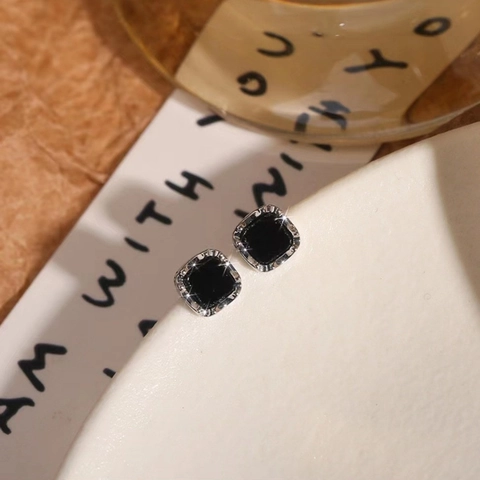 Geometric Square Stud Earrings With 925 Sterling Silver Earring Post Alloy Metal Minimalist Elegant Jewelry For Women