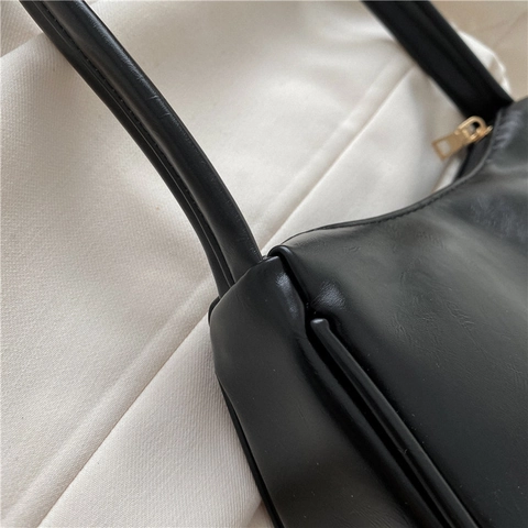 Borsa A Tracolla Minimalista In Pelle PU Per Donna Stile Francese Con Cerniera Dorata