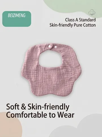 Baby Muslin Bibs Pure Cotton Gauze Absorbent Rotating Flower Shape Adjustable Snaps Soft Infant Burp Cloths