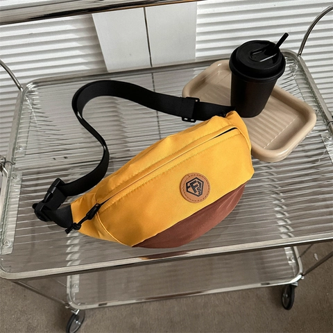 Bolso Bandolera De Tela Oxford Con Bloques De Color Riñonera Deportiva Informal Con Correa Ajustable Para Mujer Hombre