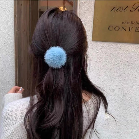 Faux Fur Pom Pom Hair Ties Soft Plush Ball Elastic Hair Bands Sweet Candy Color Scrunchies For Girls Women Hair Accessories