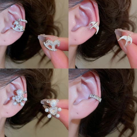 Ear Cuff Cavallo Dondolo Uccello Cuore Zircone Perla Artificial Rame Gioielli Eleganti Accessori Per Donna