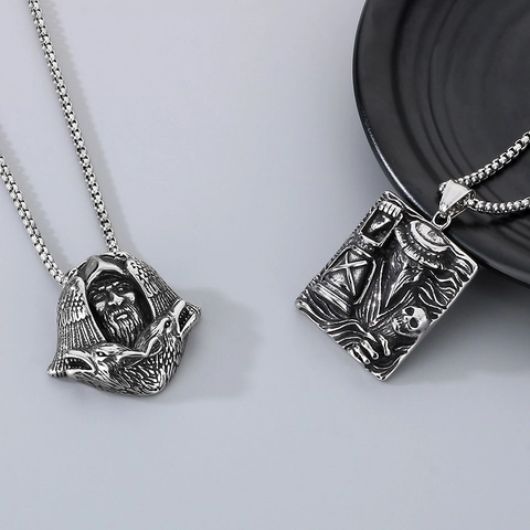 Collar Con Colgante De Médico De La Peste Odin Lobo Águila De Acero Inoxidable Vintage Joyas Punk Góticas Para Hombres