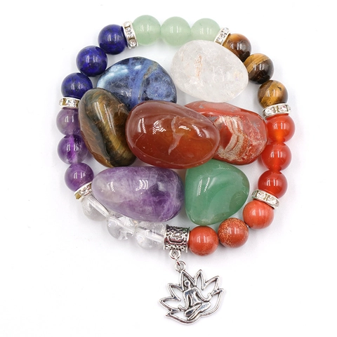 Natürlicher Kristall Sieben Chakra Rohstein Yoga Armband Kollektion Mit Heilsteinen Meditation Zuhause Dekor Geschenkbox