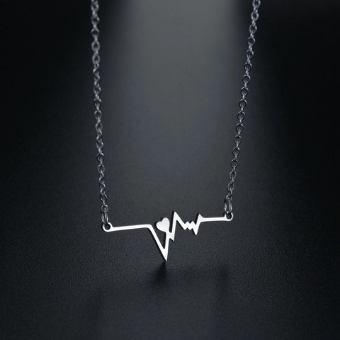 Collana Con Pendente Battito Cardiaco In Acciaio Inossidabile Gioielli Minimalisti A Onda Di Impulso Per Donna Accessori Quotidiani