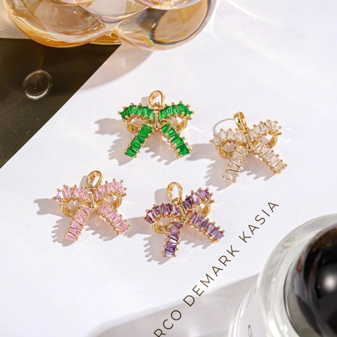 Colgante De Lazo Cobre Con Cristal De Zircon Accesorio De Creacion De Joyas DIY Para Collar Pendiente Elegante Moda