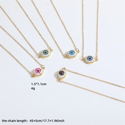 Minimalist Copper Evil Eye Pendant Necklace Gothic Vintage Gold Plated Clavicle Chain Necklace For Women Fashion Jewelry Gift