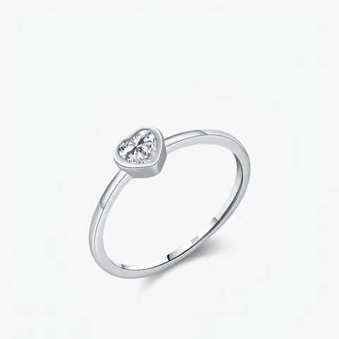Herz Moissanit Ring 925 Sterling Silber VVS1 Klarheit D Farbe Minimalistisch Stapelbar Süß Schmuck Für Frauen