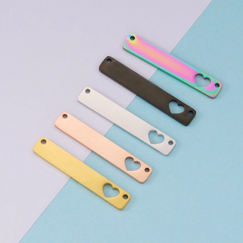 Colgantes Conectores Barra Rectangular Corazón Hueco Acero Inoxidable 304 Para Hacer Joyas Collares Pulseras DIY