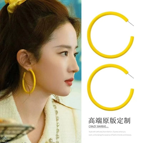 Yellow Flower Tassel Earrings Alloy Artificial Crystal And Fabric With Silver Earring Post Sweet Fresh Jewelry Women