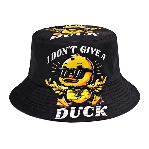 Cartoon Ente Grafik Fischerhut Polyester Sonnenschutz Outdoor Streetwear Neuheit Flacher Hut Faltbares Accessoire