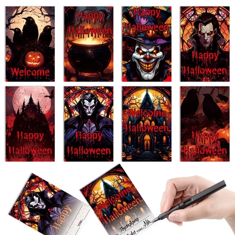 Halloween Feest Uitnodigingskaarten Vampier Pompoen Heks Thema Gothische Stijl Papier Voor Festival Evenement Viering