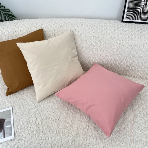 Moderne Minimalistische Effen Kleur Kussenhoezen Vierkante Katoen Linnen Decoratieve Kussenslopen Bank Woonkamer