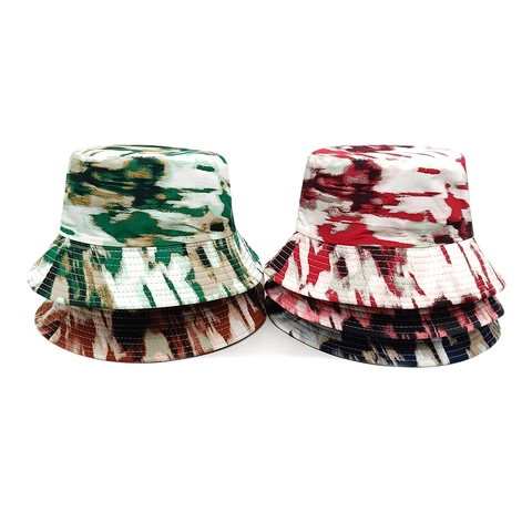 Omkeerbare Tie Dye Vissershoed Polyester Zonbescherming Opvouwbaar Graffiti Print Casual Outdoor Voor Dames Heren