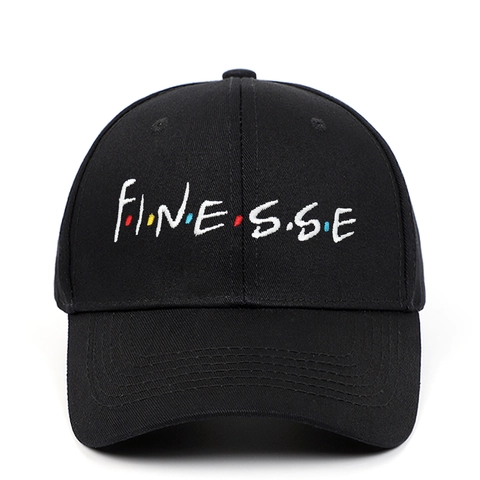 Unisex Cotton Baseball Cap Finesse Letter Embroidery Adjustable Strap Outdoor Sun Hat Streetwear Style Black