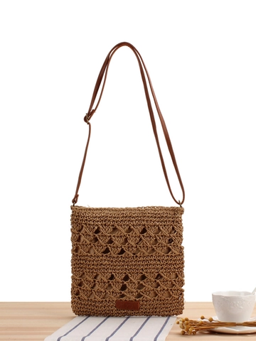 Borsa A Tracolla In Paglia Di Carta Intrecciata A Mano Spiaggia Estiva Borsa A Spalla Traforata Con Tracolla Regolabile Chiusura Lampo