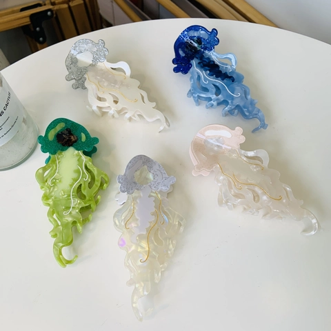 Molla Per Capelli Medusa Acetato Acrilico Glitter Tema Animale Marino Antiscivolo Copricapo Elegante Per Donne Ragazze