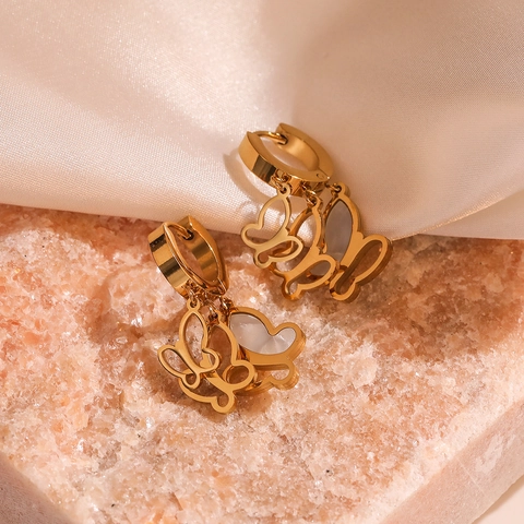 Schmetterling Hängerohrringe Titanstahl Echtvergoldet Zierlicher Schicker Schmuck Für Frauen Mädchen