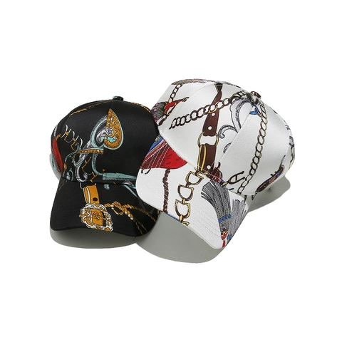 Dames Honkbalpet Satijn Polyester Vintage Barok Sjaal Print Ketting Kwastje Zonbescherming Retro Verstelbaar Elegant
