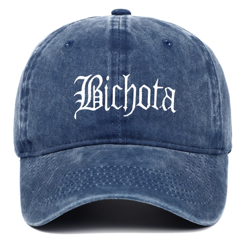 Bichota Embroidered Baseball Cap Washed Cotton Distressed Retro Gothic Letter Hat For Outdoor Sports Adjustable