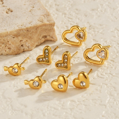 Edelstahl Strass Herz Schmetterling Ohrstecker Gold Vergoldet High-End Mode Schmuck Für Damen Geschenk Accessoire