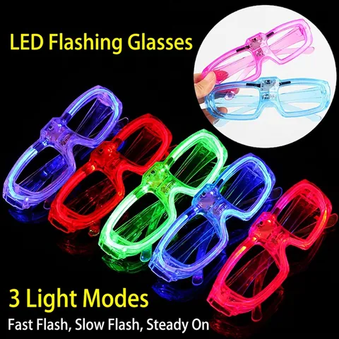LED Glow Glasses Neon Flashing EL Wire Eyewear For Party Concert Rave Festival Light Up Plastic Props For Men Women