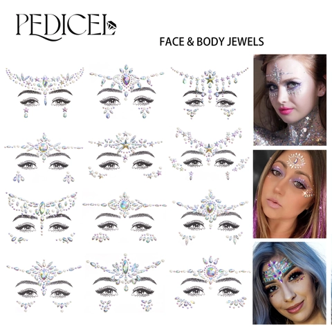 Bijoux De Visage En Strass Acrylique Iridescent Autocollants De Corps Couronne Design Gemmes Yeux Pour Rave Festival Party