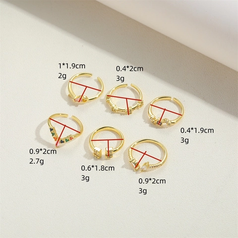 Vintage Minimalistische Kupfer Zirkonia Offener Verstellbarer Ring Für Damen Geometrischer Quadratischer Stein Bunter Schmuck Geschenk