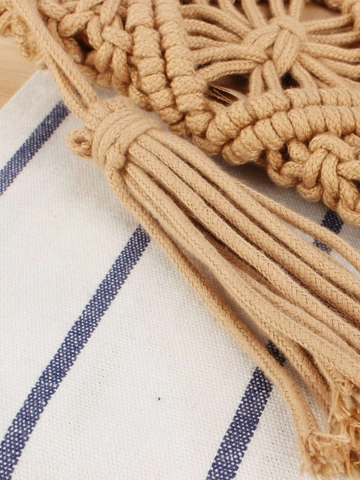Handgefertigte Crossbody Tasche Aus Baumwollseil Macrame Boho Tassel Umhängetasche Reißverschluss Sommer Strand Damen