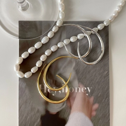 925 Sterling Zilveren Hoop Oorbellen Minimalistische Grote C-Vormige Hoogglans Gepolijste Geometrische Sieraden Voor Vrouwen