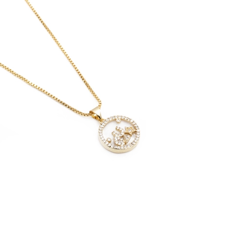 Collana Con Pendente A Stella Rame Zircone Strass Ciondolo Rotondo Catena Box Per Donna Regalo Gioielli Eleganti