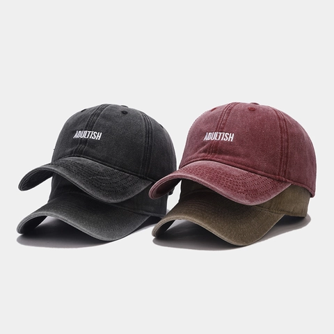 Cappello Da Baseball In Cotone Lavato Vintage Ricamo Lettere Adultish Cappello Sole Regolabile Casual Uomo Donna