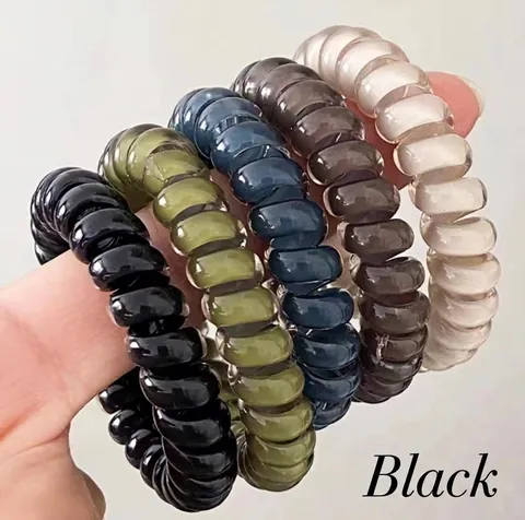 Spiral Hair Ties Telephone Cord Hair Rope High Elastic Plastic Resin Durable Ponytail Holder For Women Girls Accessories