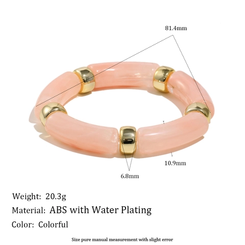 Bracelet Élastique En Acrylique À Joint De Bambou Avec Entretoises En Métal Doré Vintage Marbre Léopard Pour Femmes