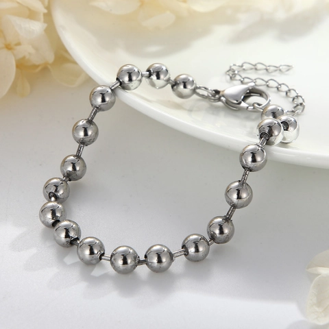 Bracciale A Catena Con Sfere Minimalista In Acciaio Inossidabile 316L Resistente Gioielli Di Moda Lucidati Per Donna