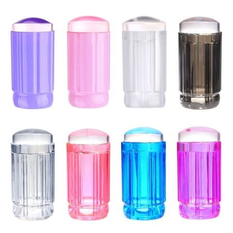 Clear Silicone Nail Art Stamper With Scraper Transparent Handle French Tip Manicure DIY Transfer Printing Tool