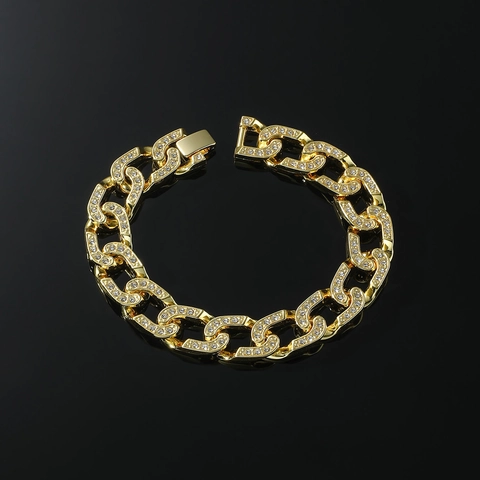 Cavigliera A Catena Cubana Lega Di Zinco Con Strass Iced Out Gioielli Hip Hop Streetwear Per Uomini