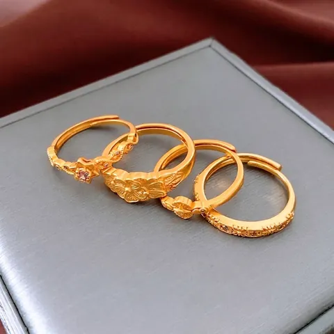 Anillo Aperto Regolabile Stile Palazzo Vintage Rame Placcato Oro Design Floreale Croce Per Donne Gioielli Lusso